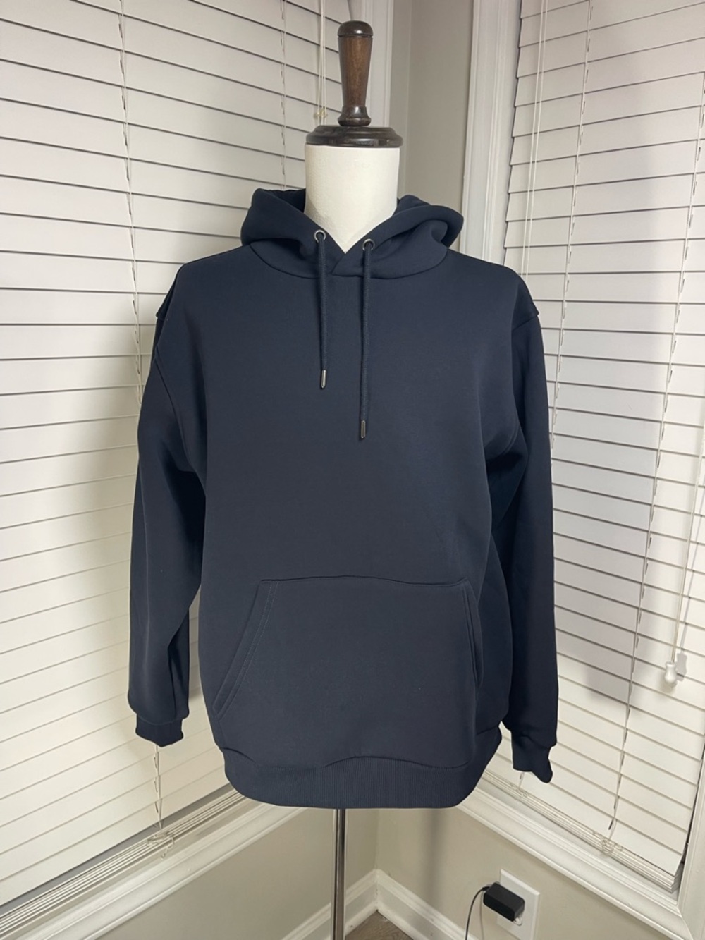 Men's Solid Navy Pullover Hoodie with Kangaroo Pocket
